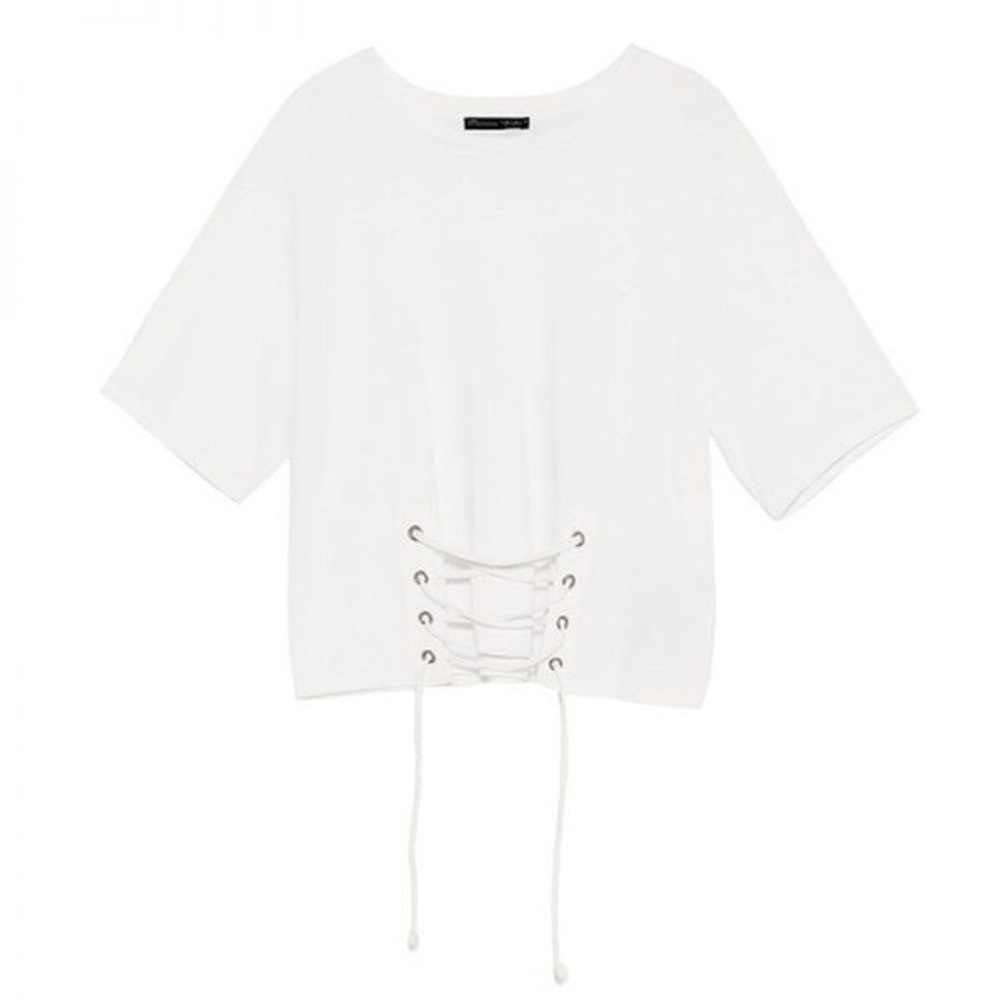 Zara white corset cropped tshirt